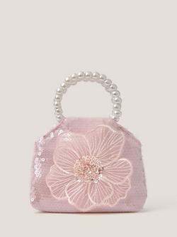 Monsoon Kids' Leila Sequin Flower Bag, Pale Pink, Pale Pink