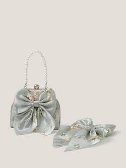 Monsoon Kids' Bag and Hair Clip Set, Sage, Sage