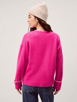 Monsoon Oona V-Neck Oversized Cardigan, Dark Pink - view 2, Dark Pink