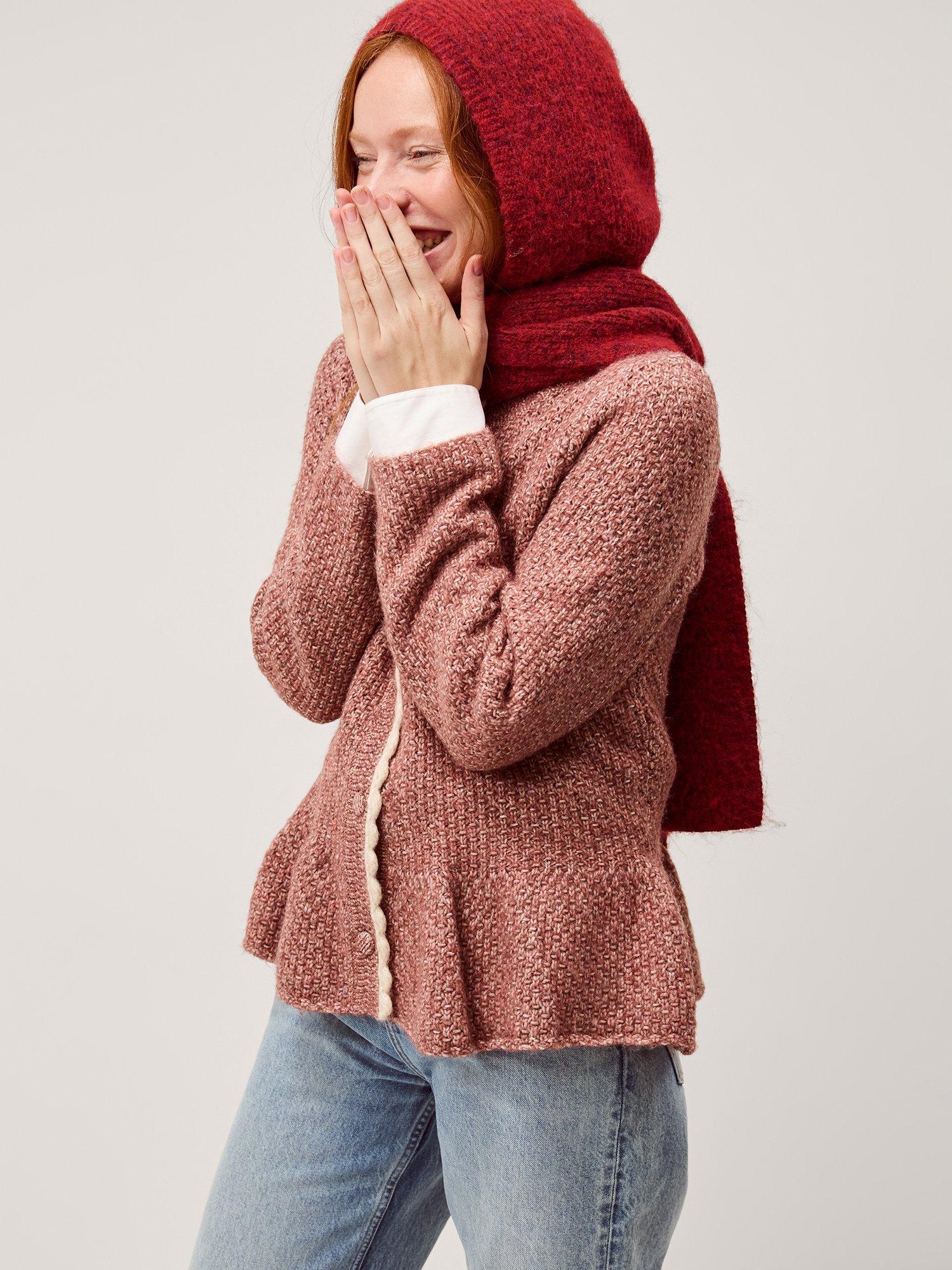 Product image 3 of 5, which shows Monsoon Suki Peplum Hem Cardigan, Rose Pink, S