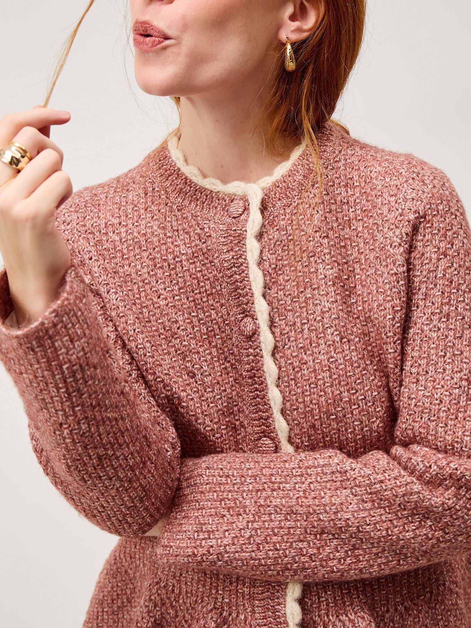 Product image 4 of 5, which shows Monsoon Suki Peplum Hem Cardigan, Rose Pink, S