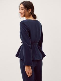 Monsoon Erin Peplum Hem Jacket, Navy - view 2, Navy