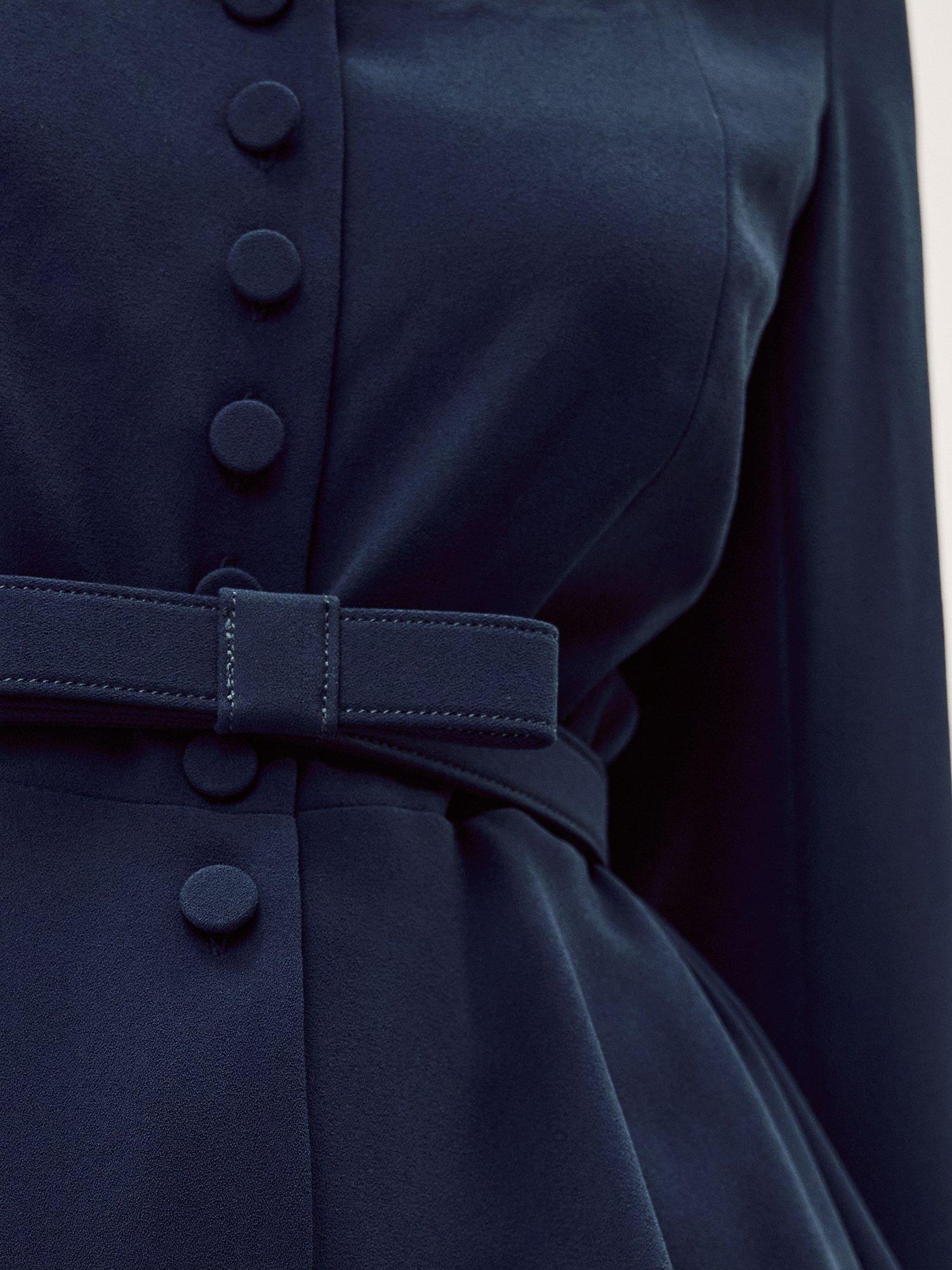 Product image 4 of 5, which shows Monsoon Erin Peplum Hem Jacket, Navy, 8