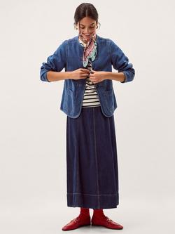 Monsoon Lauren Knot Denim Jacket, Blue, Blue