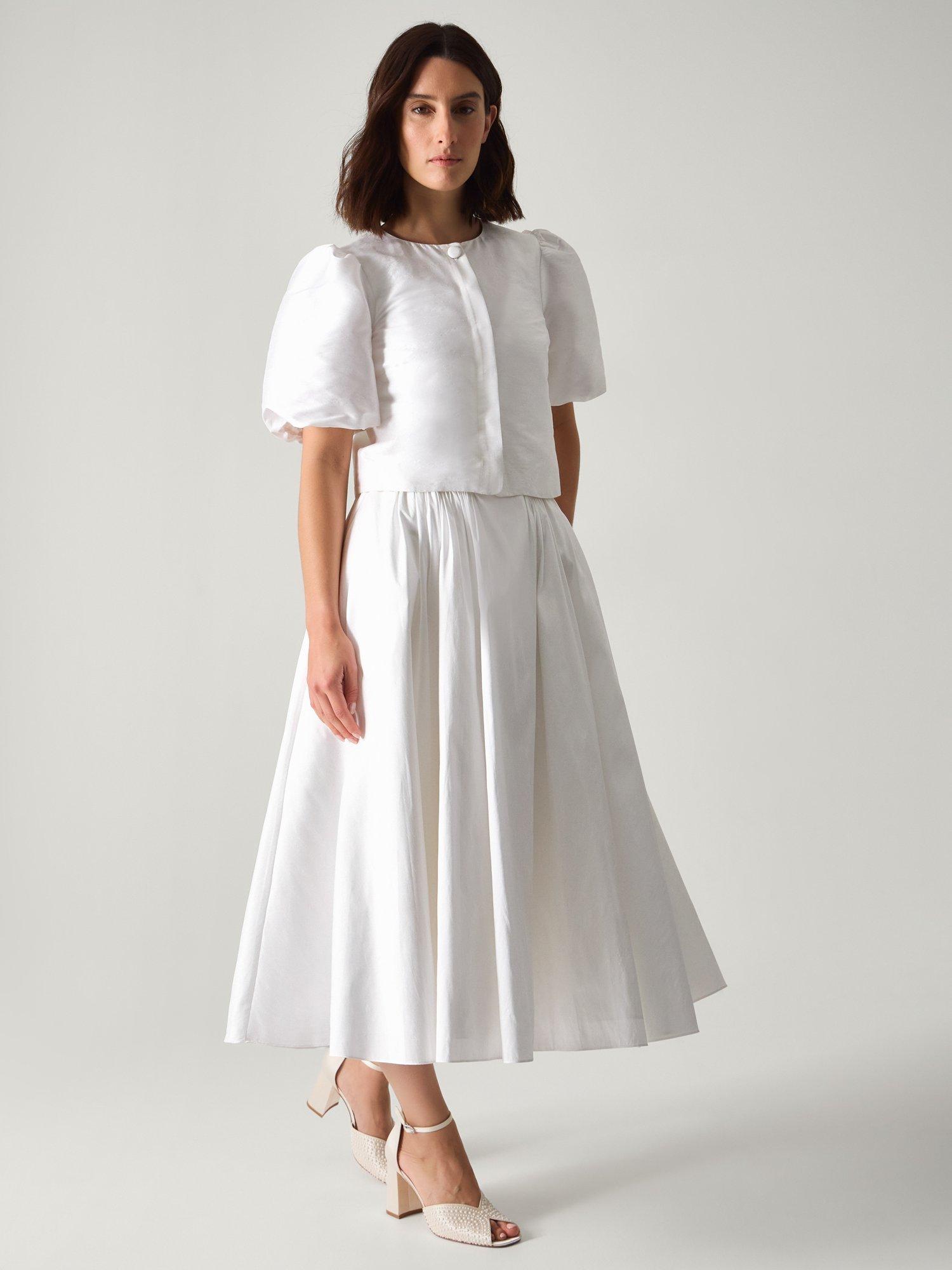 Product image 1 of 5, which shows Monsoon Mia Puff Sleeve Wedding Jacket, Ivory, 6