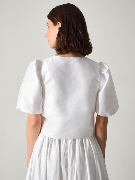 Monsoon Mia Puff Sleeve Wedding Jacket, Ivory - view 2, Ivory