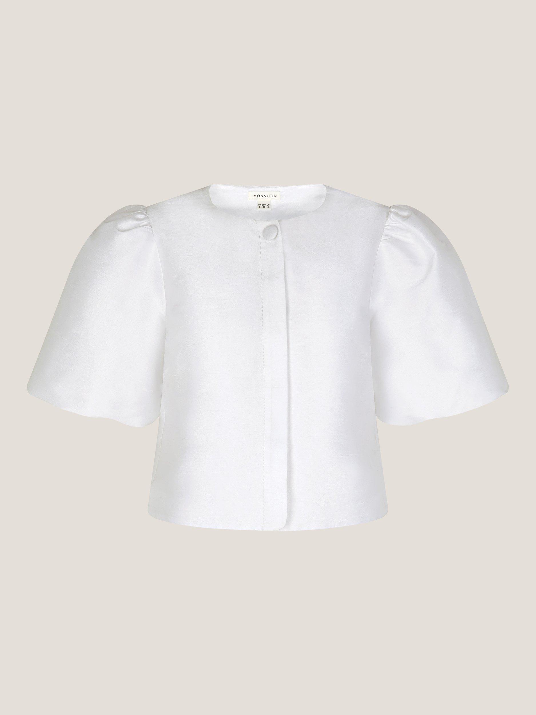 Product image 5 of 5, which shows Monsoon Mia Puff Sleeve Wedding Jacket, Ivory, 6