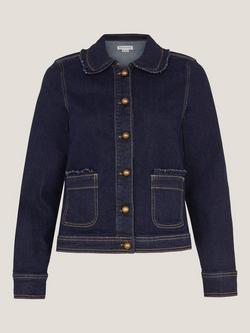 Monsoon Sadie Frill Edged Denim Jacket, Indigo, Indigo