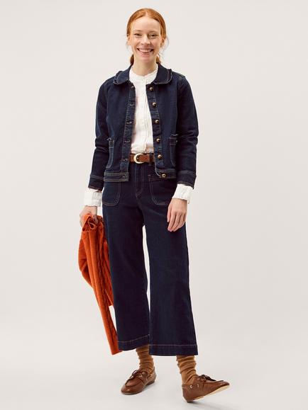 Monsoon Sadie Frill Edged Denim Jacket, Indigo, Indigo