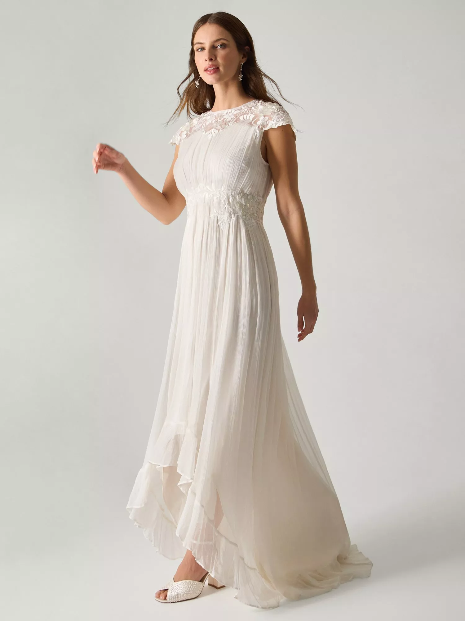 dipped hem bridesmaid dresses Hayes Floor-Length Scalloped Bridesmaid Dress main image 1