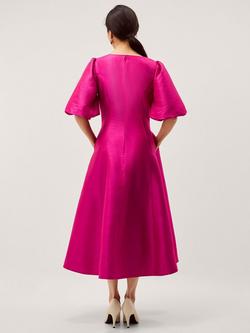 Monsoon Beatrice Flared Midi Dress, Pink - view 2, Pink