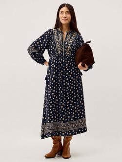 Monsoon Bonny Floral Jersey Midi Dress, Navy, Navy
