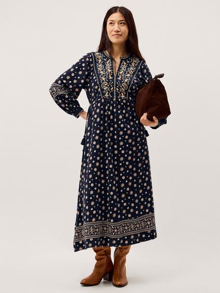 Monsoon Bonny Floral Jersey Midi Dress, Navy, Navy