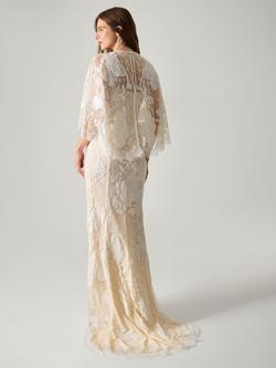 Monsoon Eileen Embellished Floral Lace Wedding Dress, Ivory - view 2, Ivory