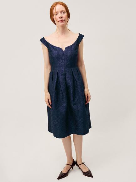 Monsoon Juliana Jacquard Dress, Navy, Navy