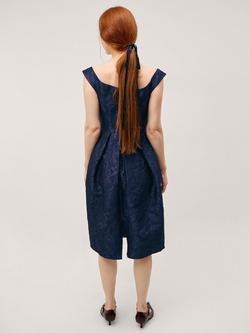 Monsoon Juliana Jacquard Dress, Navy - view 2, Navy