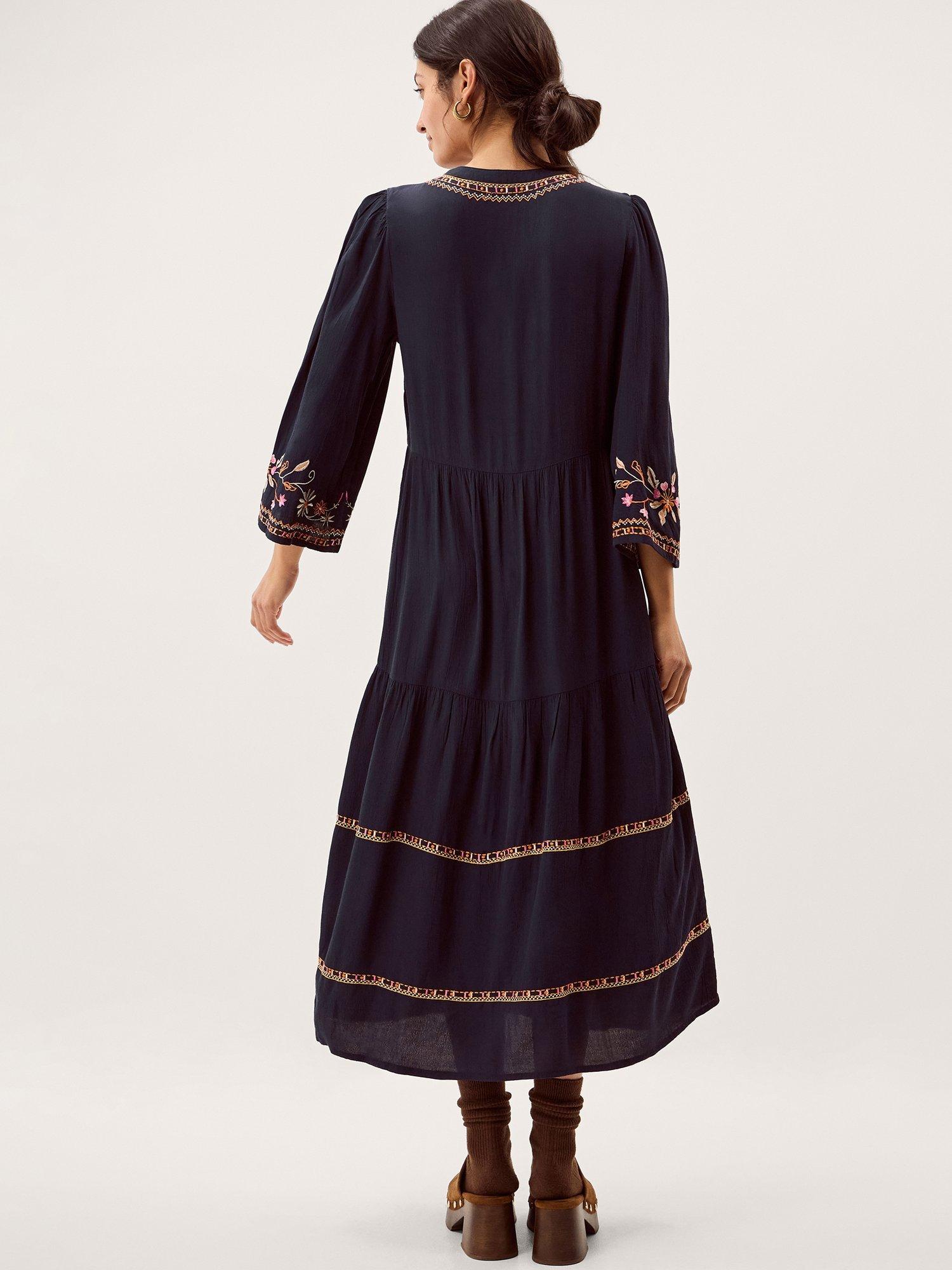 monsoon navy embroidered dress Monsoon Cora Embroidered Dress - Navy - Blue