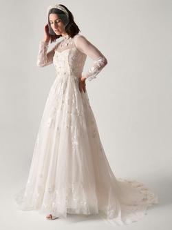 Monsoon Lorelai Floral Embellished Mesh Wedding Dress, Ivory, Ivory