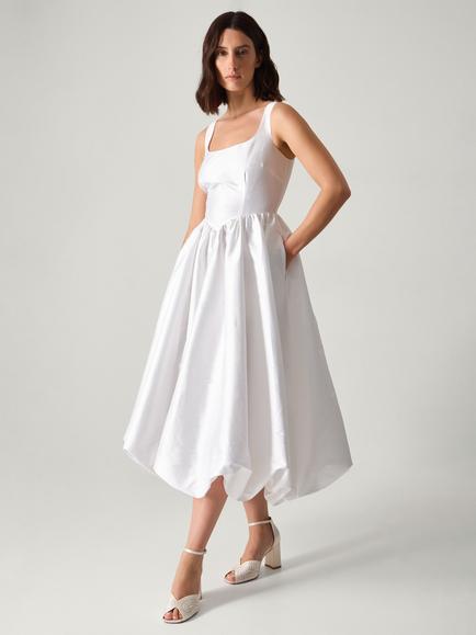 Monsoon Mia Drop Waist Midi Wedding Dress, Ivory, Ivory