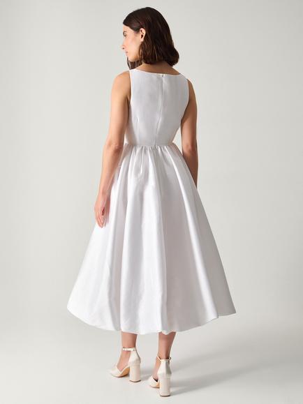 Monsoon Mia Drop Waist Midi Wedding Dress, Ivory - view 2, Ivory