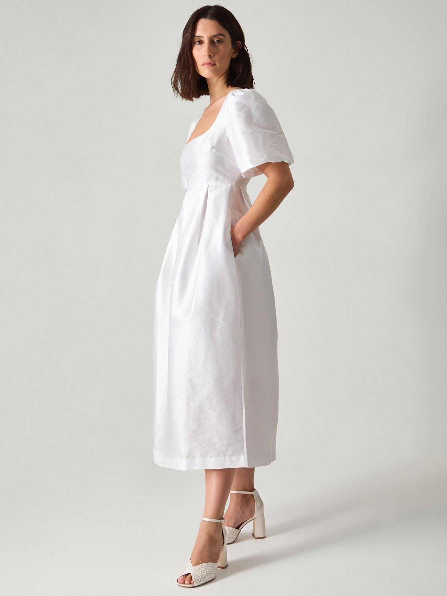 Product image 1 of 5, which shows Monsoon Sloane Square Neck Wedding Dress, Ivory, 6