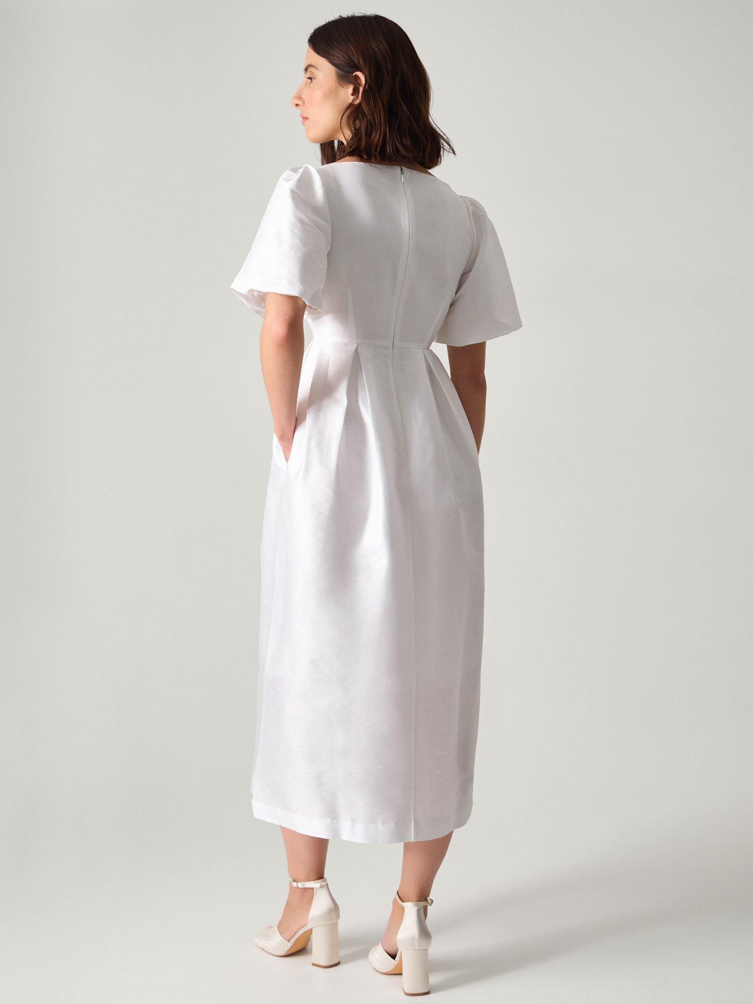 Product image 2 of 5, which shows Monsoon Sloane Square Neck Wedding Dress, Ivory, 6