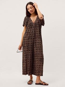Monsoon Arti Heart Print Jumpsuit containing LENZING™ ECOVERO™ Viscose, Black, Black