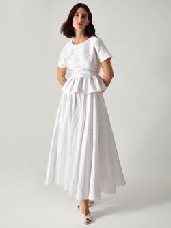 Monsoon Eliza Floral Embellished Wedding Top, Ivory, Ivory