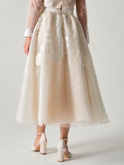 Monsoon Rhea Embroidered Floral Mesh Wedding Skirt, Ivory - view 2, Ivory