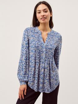 Monsoon Nina Floral Jersey Top, Blue, Blue