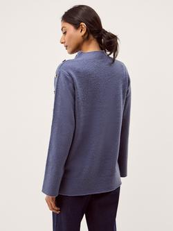 Monsoon Breda Button Detail Jumper, Blue - view 2, Blue