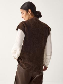Monsoon Coli Cable Knit Vest Top, Chocolate - view 2, Chocolate