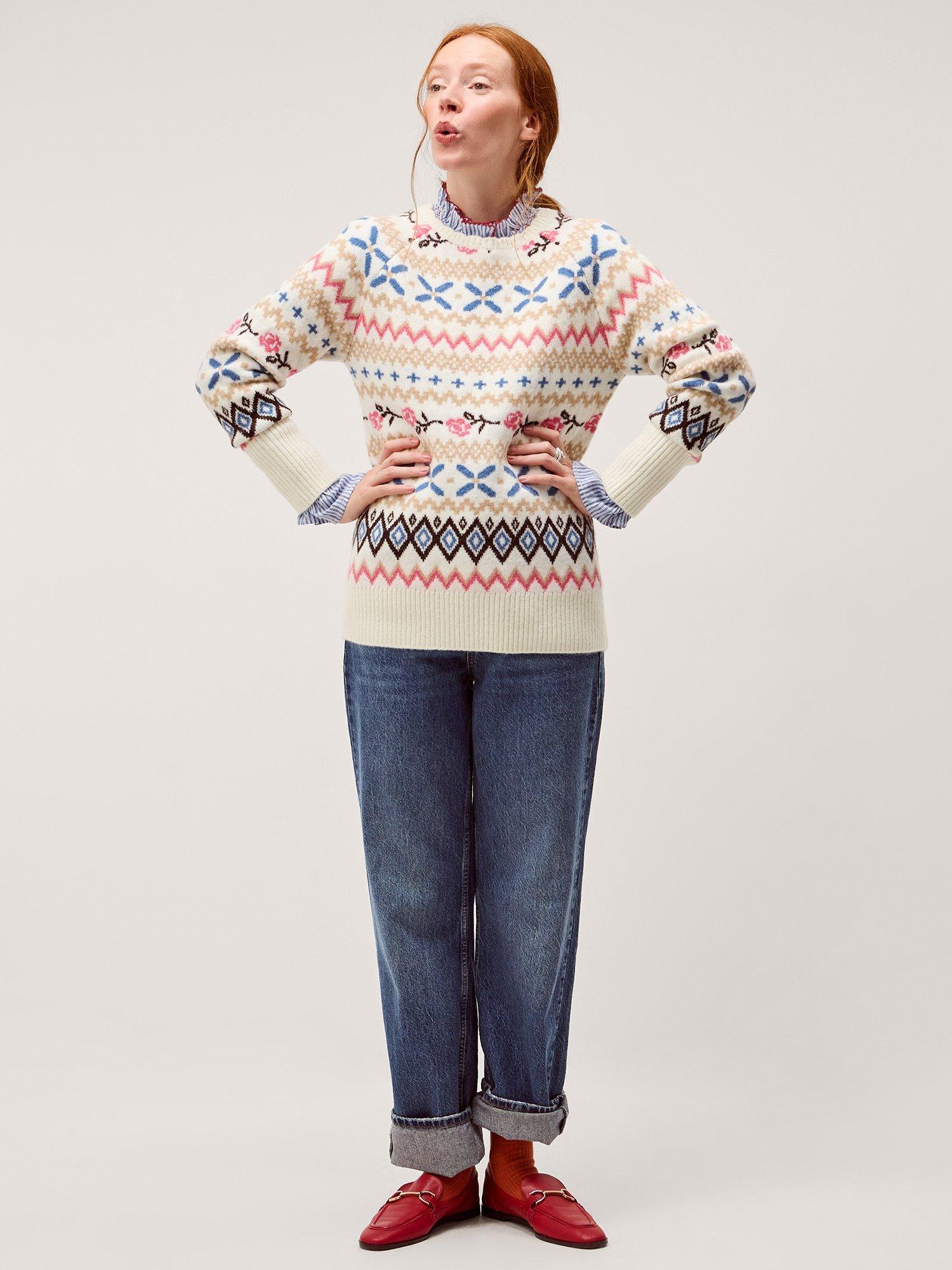 Product image 3 of 5, which shows Monsoon Fee Fair Isle Jumper, Ivory, S