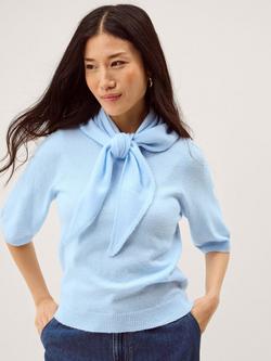 Monsoon Sadie Scarf Neck Jumper, Blue, Blue