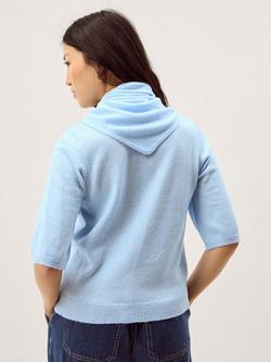 Monsoon Sadie Scarf Neck Jumper, Blue - view 2, Blue