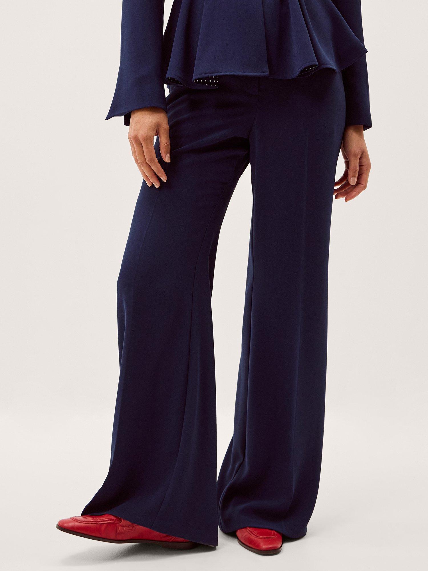 Product image 3 of 5, which shows Monsoon Erin Tailored Trousers, Navy, 8