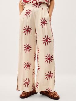 Monsoon Sunnie Wide Leg Trousers containing LENZING™ ECOVERO™ Viscose, Ivory, Ivory