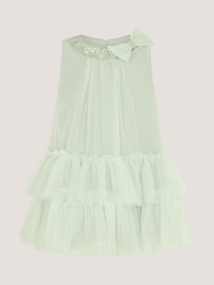 Monsoon Baby Alex Sequin Tiered Dress, Sage, Sage