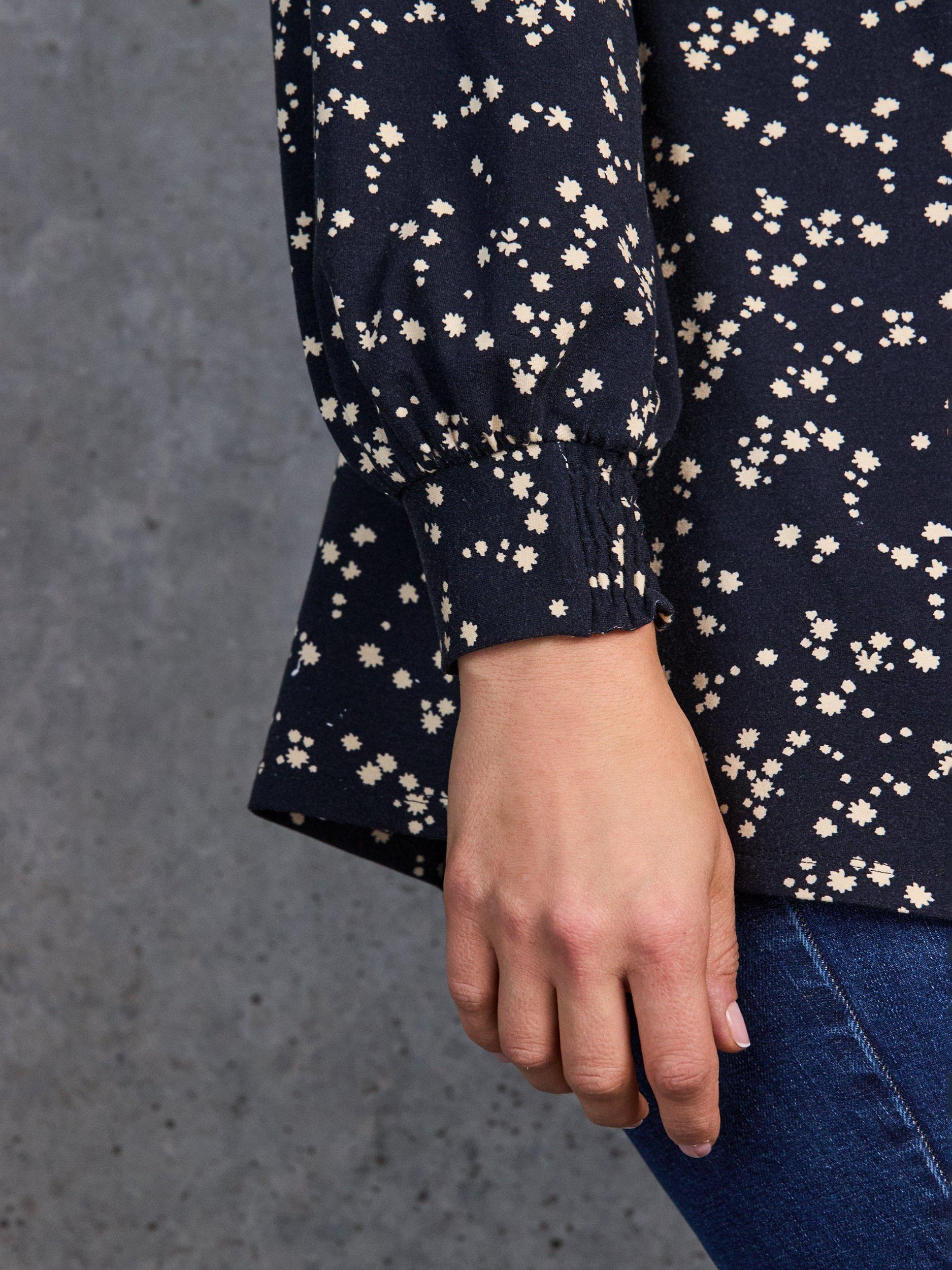 Product image 8 of 8, which shows Live Unlimited Curve Ditsy Print Tunic, Navy/White, 12R