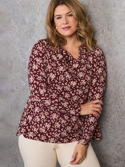 Live Unlimited Curve Cowl Neck Long Sleeve Top, Red, Red