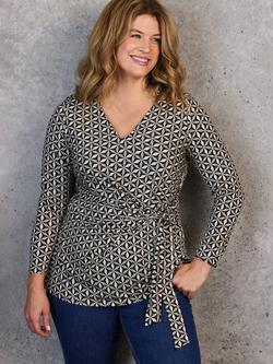 Live Unlimited Curve Petite Tie-Side V-Neck Top, Black/White - view 2, Black/White