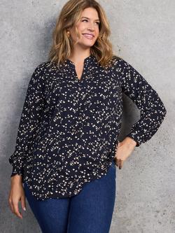 Live Unlimited Curve Petite Ditsy Print Tunic, Navy/White - view 2, Navy/White