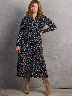 Live Unlimited Ditsy Shirt Midi Dress, Navy/White, Navy/White