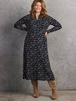 Live Unlimited Ditsy Shirt Midi Dress, Navy/White - view 2, Navy/White