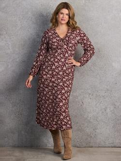 Live Unlimited Curve Ditsy Tie Keyhole Jersey Dress, Red, Red