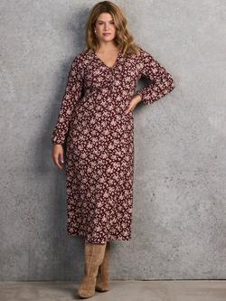 Live Unlimited Curve Ditsy Tie Keyhole Jersey Dress, Red - view 2, Red