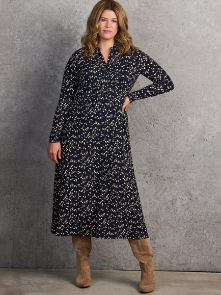 Live Unlimited Ditsy Print Shirt Dress, Navy/White, Navy/White