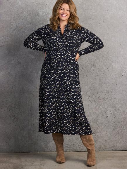 Live Unlimited Ditsy Print Shirt Dress, Navy/White - view 2, Navy/White