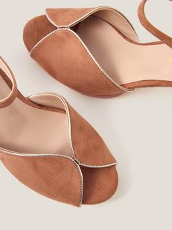 Monsoon Gabi Contrast Trim Open Toe Court Shoes, Neutral - view 2, Neutral