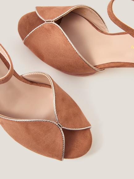 Monsoon Gabi Contrast Trim Open Toe Court Shoes, Neutral - view 2, Neutral
